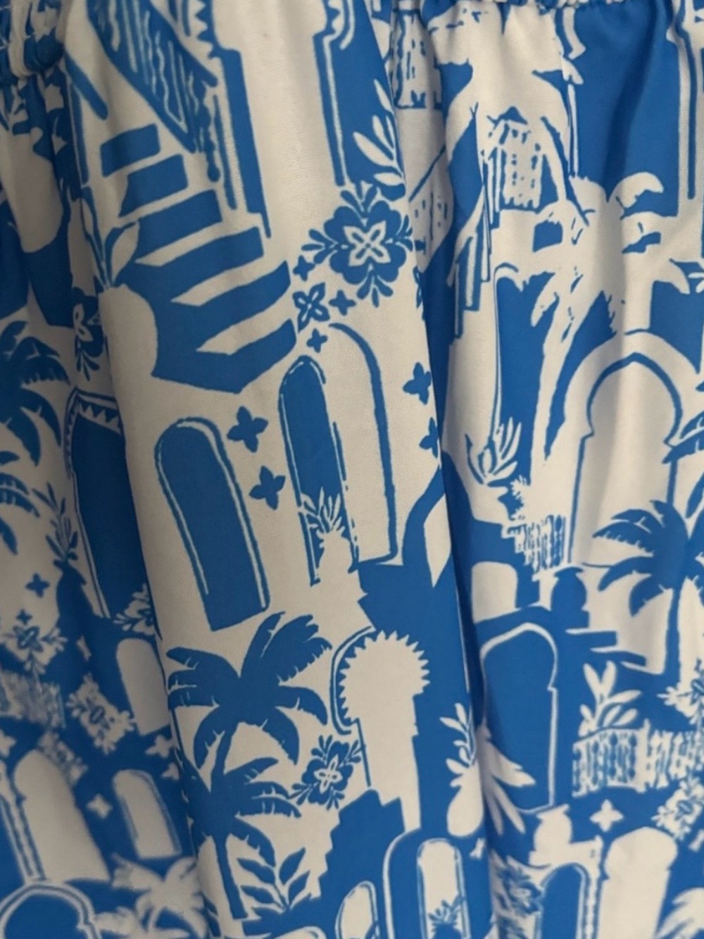 Grace Karin Blue White Midi Dress Size M Twist Front Smocked Summer Vacation - Picture 5 of 5